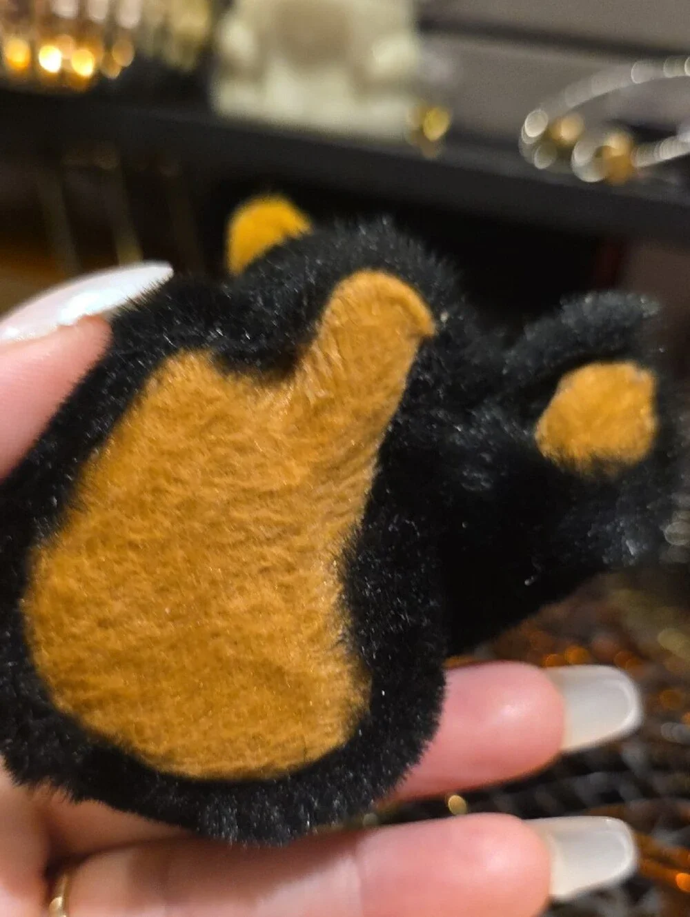 Source Unknown Black Plush Small Pet Toy with Tan Accents
